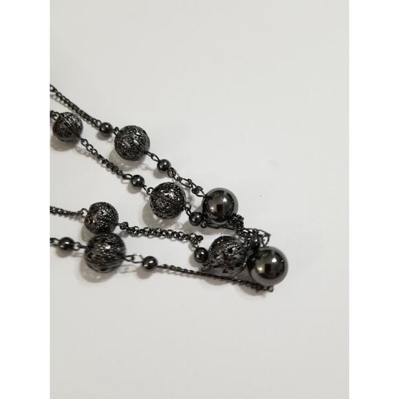 sixty inch black chain and metal beaded necklace n316* - Picture 12 of 12